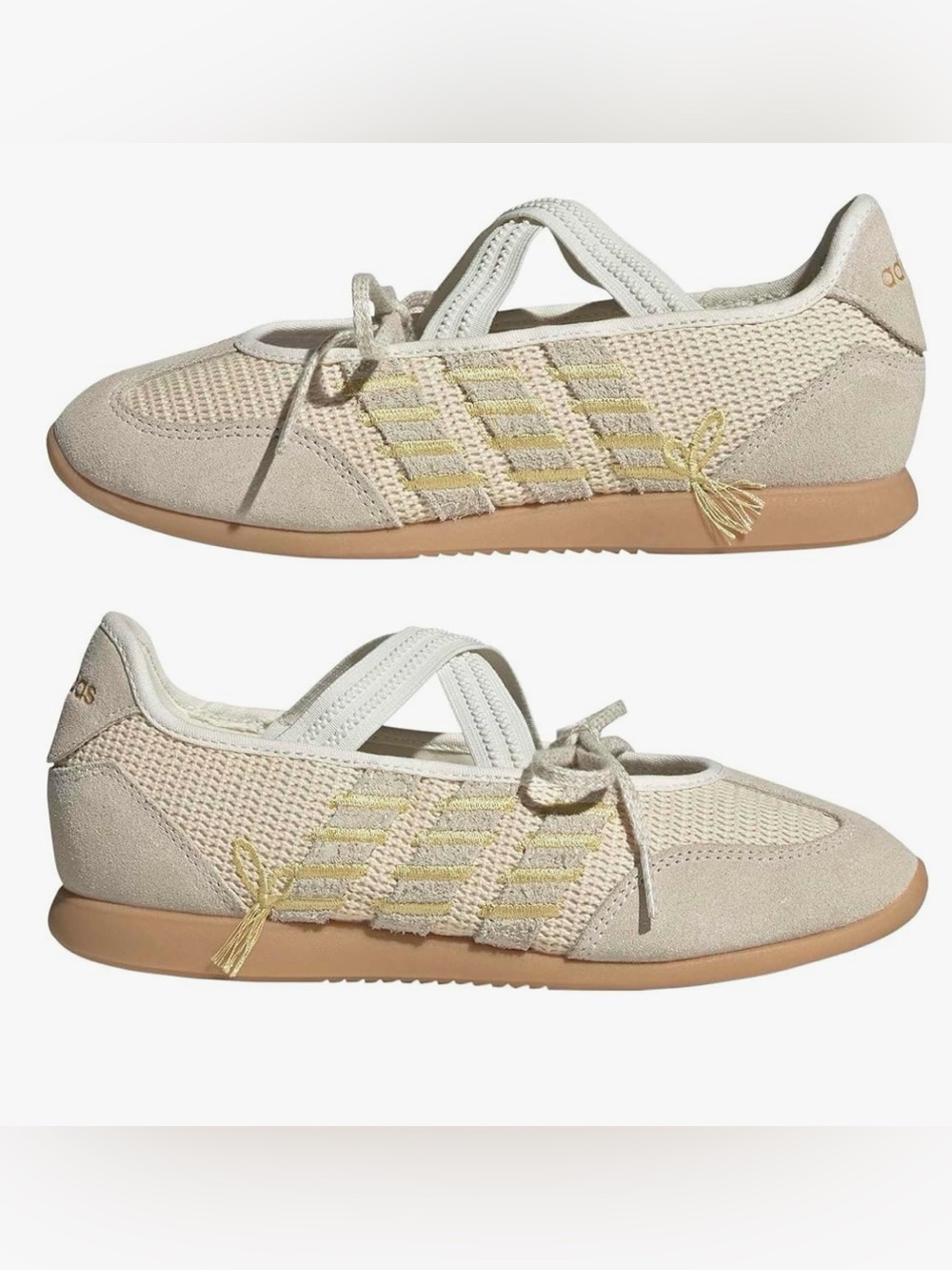 adidas Cream & Pale Yellow Mesh Ballet Sneakers